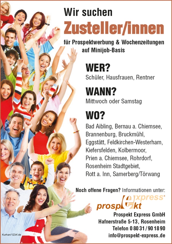 Zusteller (m/w/d) ab sofort im Landkreis Rosenheim!