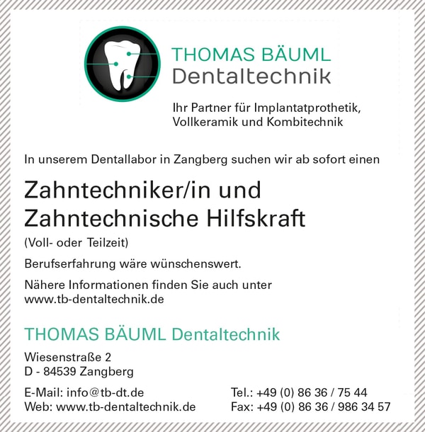 Zahntechniker (m/w/d), Zahntechnische Hilfskraft (m/w/d) ab sofort!