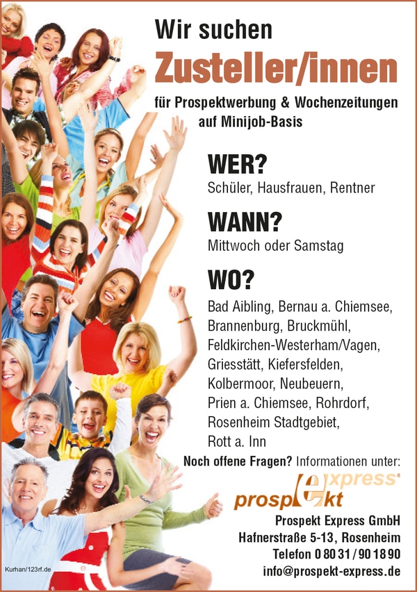 Zusteller (m/w/d) ab sofort im Landkreis Rosenheim!