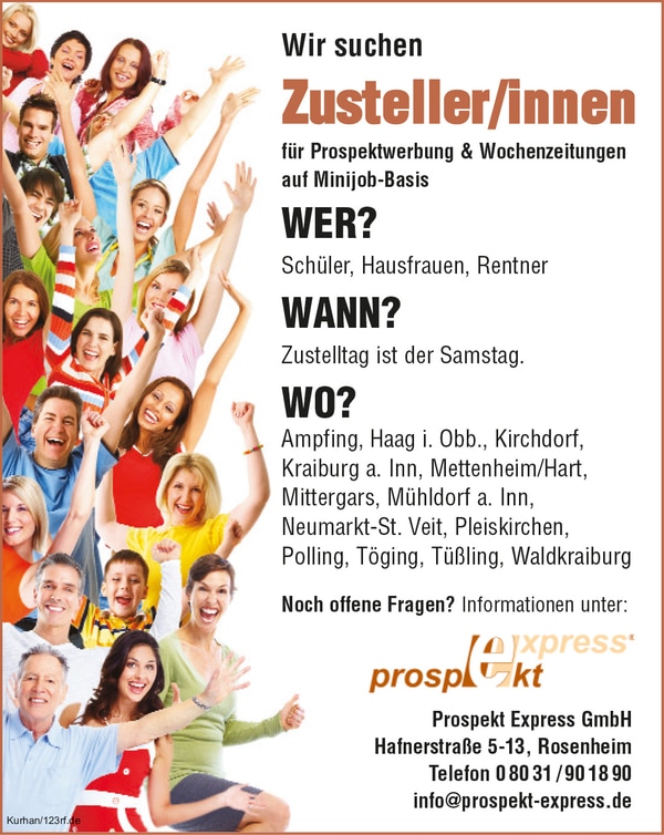 Zusteller (m/w/d) ab sofort im Landkreis Mühldorf!