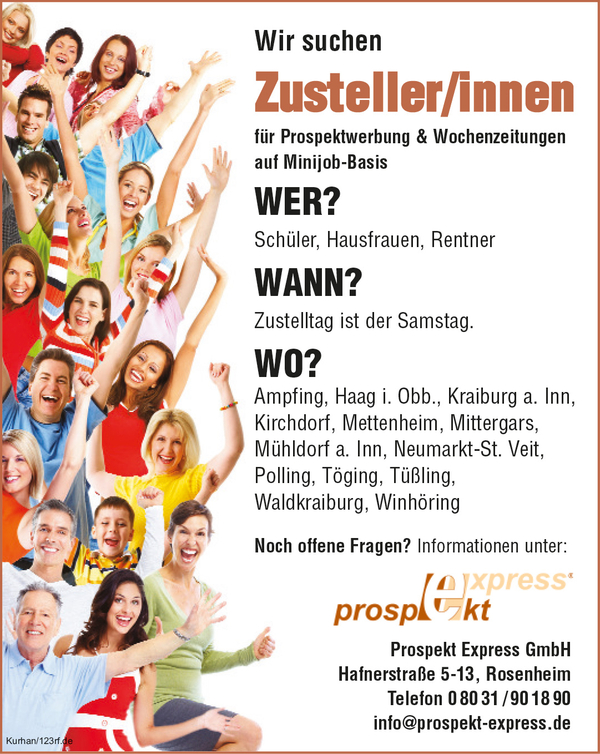 Zusteller (m/w/d) im Landkreis Mühldorf ab sofort!