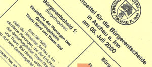 Rats- und Bürgerbegehren zum „Gewerbegebiet Thann Nord und Süd“: Stimmberechtigte sollten Briefwahl nutzen Rats- und Bürgerbegehren zum „Gewerbegebiet Thann Nord und Süd“: Stimmberechtigte sollten Briefwahl nutzen