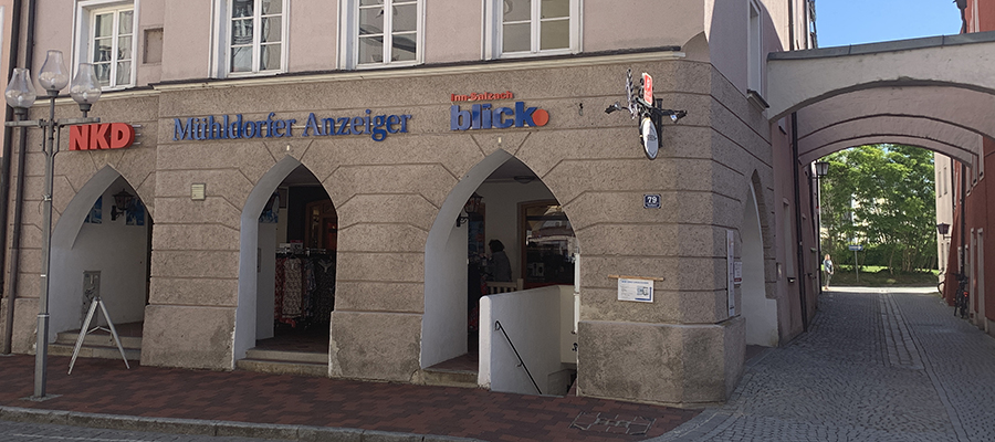 Inn-Salzach blick: Wir sind jetzt im Herzen der Stadt!